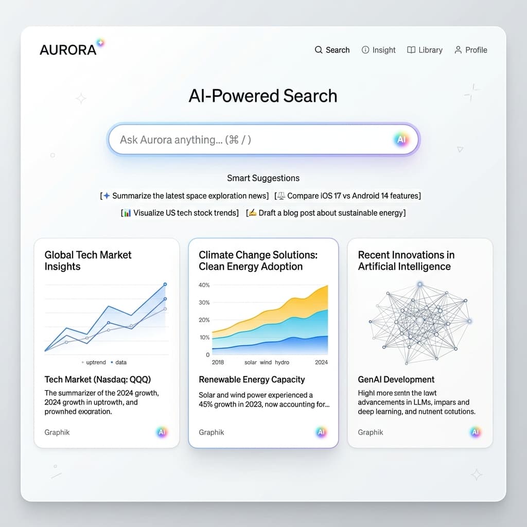 Aurora AI Search Interface Mockup